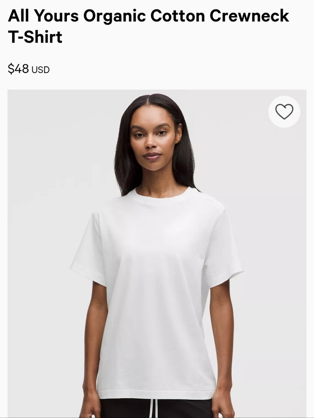 Lululemon All Yours Organic Cotton Crewneck T-Shirt - White